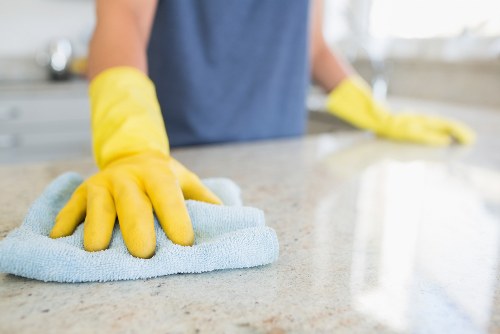 A local carpet cleaning team working in a retail or office space in Ealing